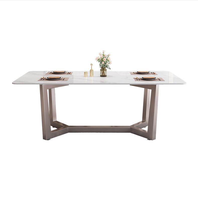 Standard Marble Top Dining Set with Metallic Legs Base for Dining Furniture