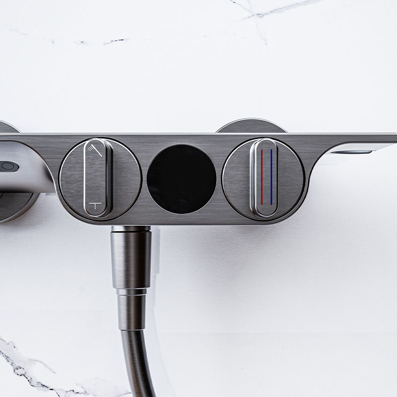 Modern Plain Shower Trim Adjustable Water Flow Wall Mount Shower Head Combo