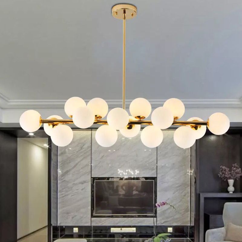 Ball-Shaped Island Chandelier Light Minimalist Style Glass Island Lighting Fixture