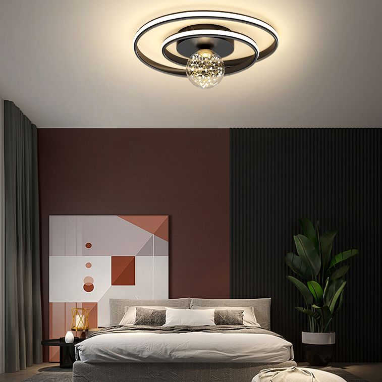 1-Light LED Metal Flush Mount Light Contemporary Slim Flush Ceiling Light for Bedroom
