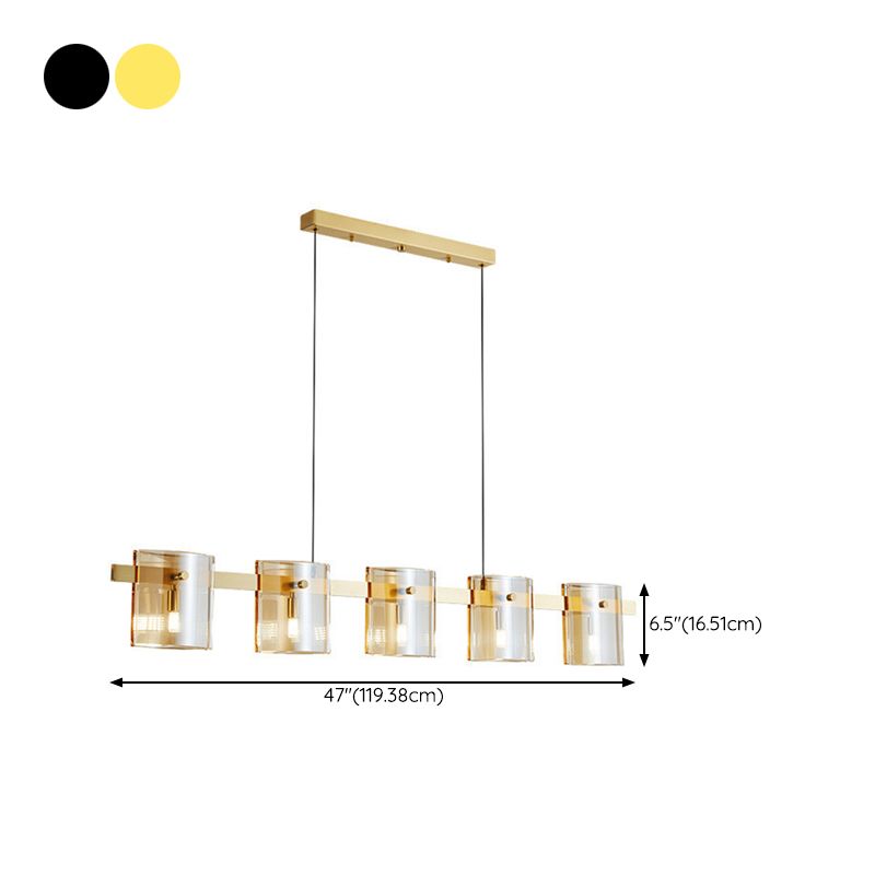 Glass Multi - Head Kitchen Island Light Modern Pendant Ceiling in Black / Gold