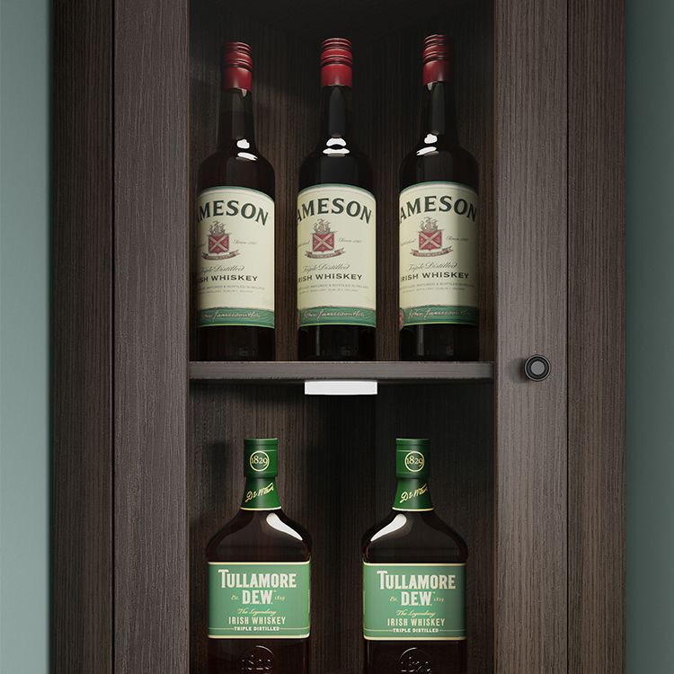 Modern Stone Buffet Sideboard 81"H Glass Doors Dining Room Buffet Server