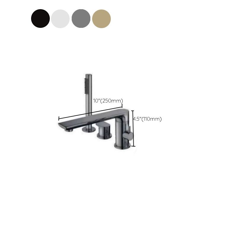 Modern Tub Filler Trim Copper with Hand Shower Deck-Mount Roman Tub Set