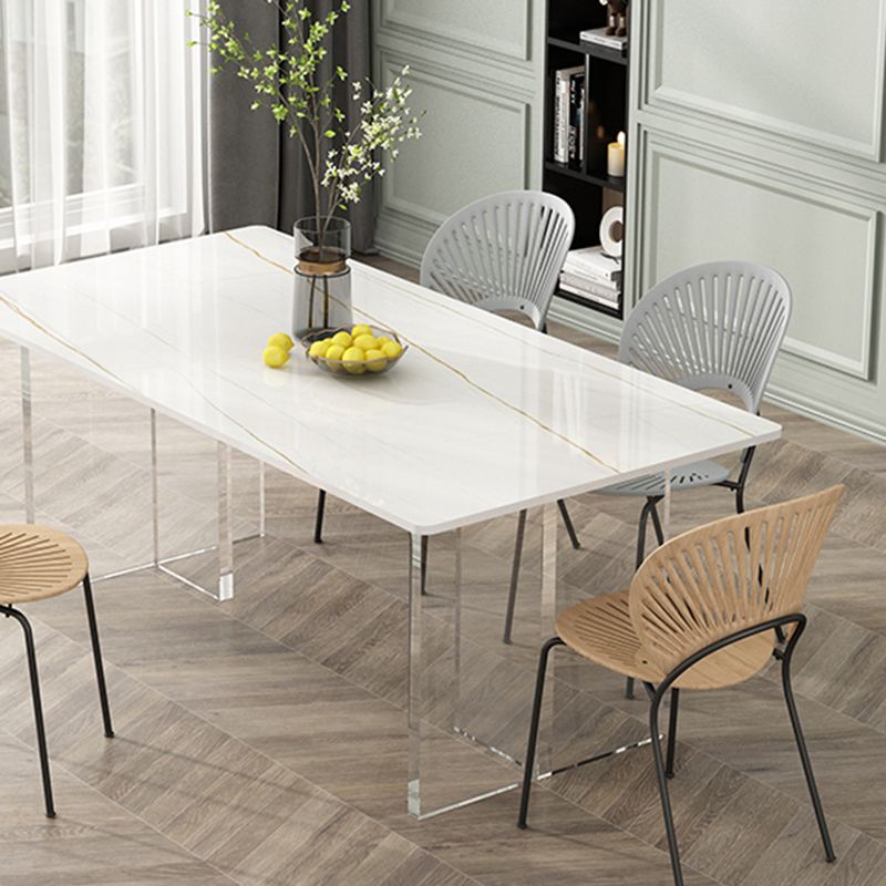 Contemporary Dinette Table Rectangle Stone Dining Table for Dining Room