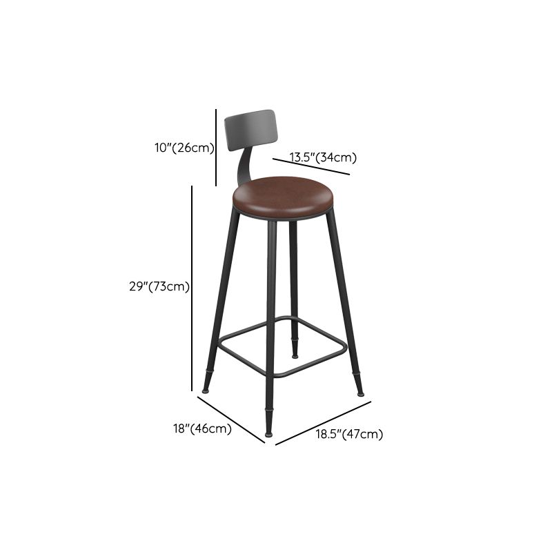 Armless Dining Stools Modern Bar Stools with Black Metal Base