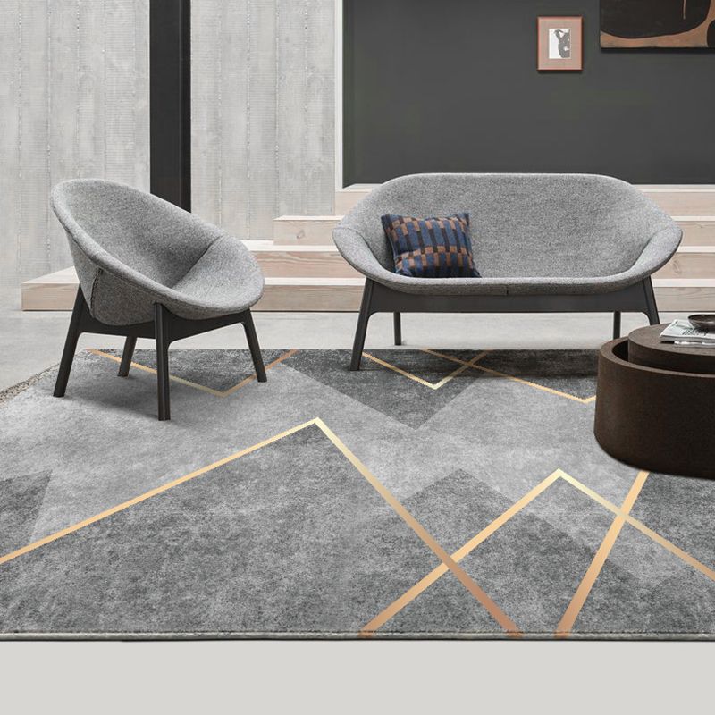 Black Modern Rug Blended Striped Rug Non-Slip Backing Rug for Home Decor