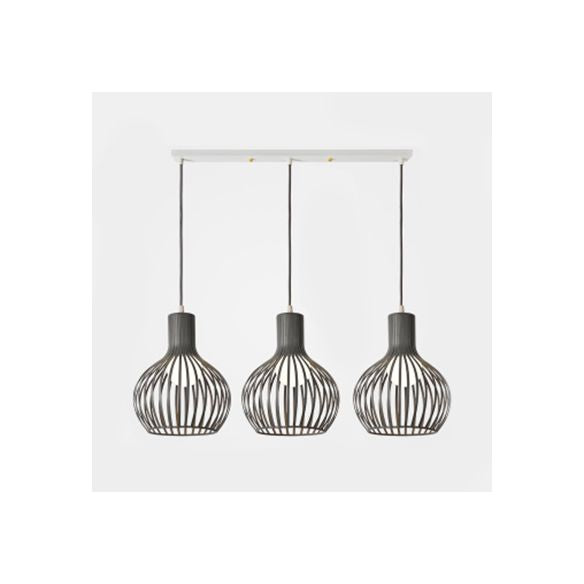 3 bulbos iluminación de techo con tono de cúpula de cúpula comedor industrial de metal luz colgante en gris/rosa