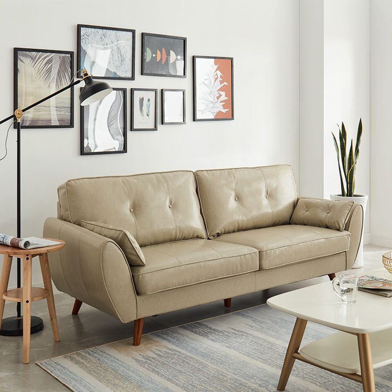 Faux Ledersofa ausgestoßen Armknopf getuftet lose Rückensofa für Wohnzimmer