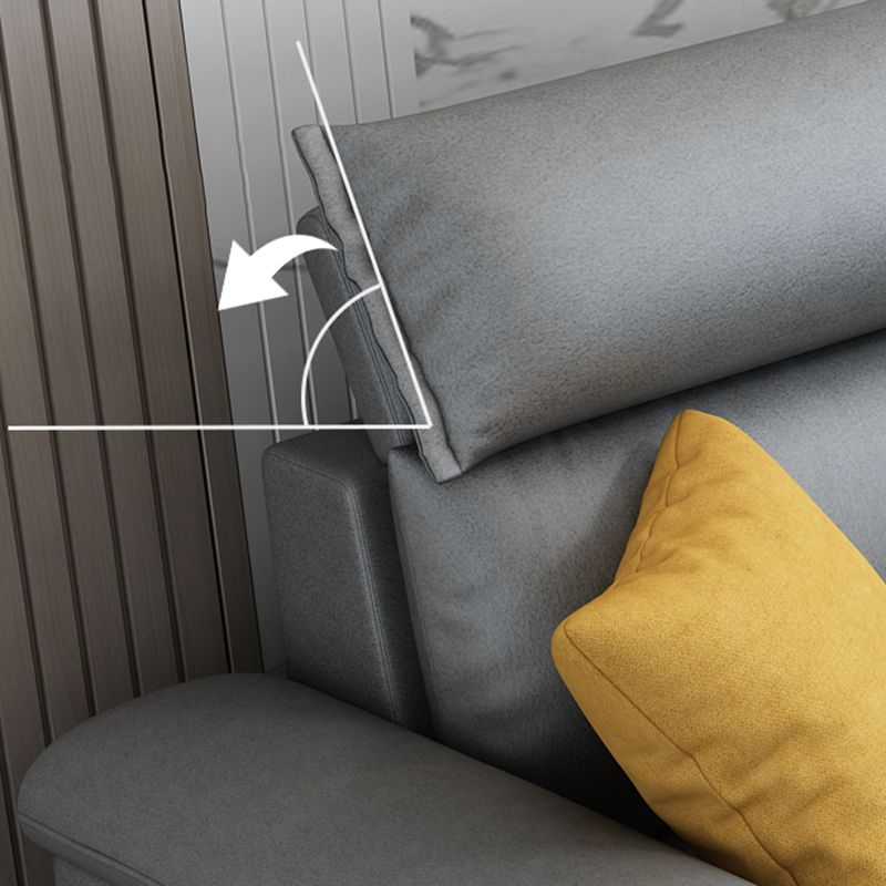 Contemporary Pillow Back Cushions Sectional Fabric/Faux Leather Sofa with Storage