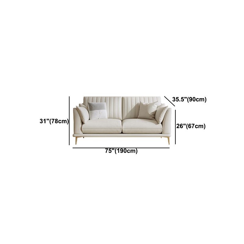 Contemporary Channel Back Faux Leather Sloped Arms Sofa/Sectionals,Ivory
