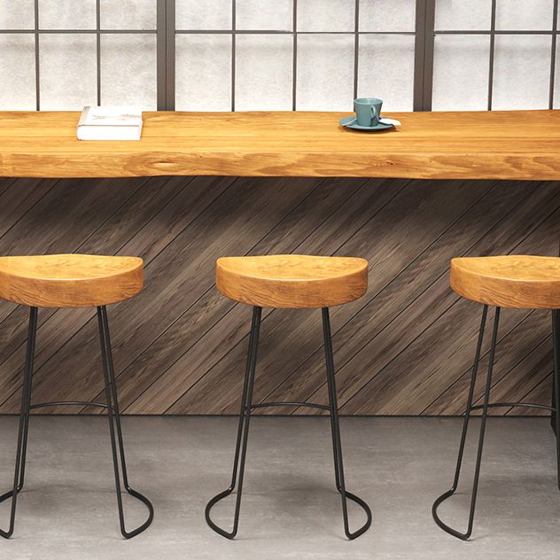 Specialty Brown Modern Style Bar Table Solid Wood and Iron Coffee Shop Bar Table