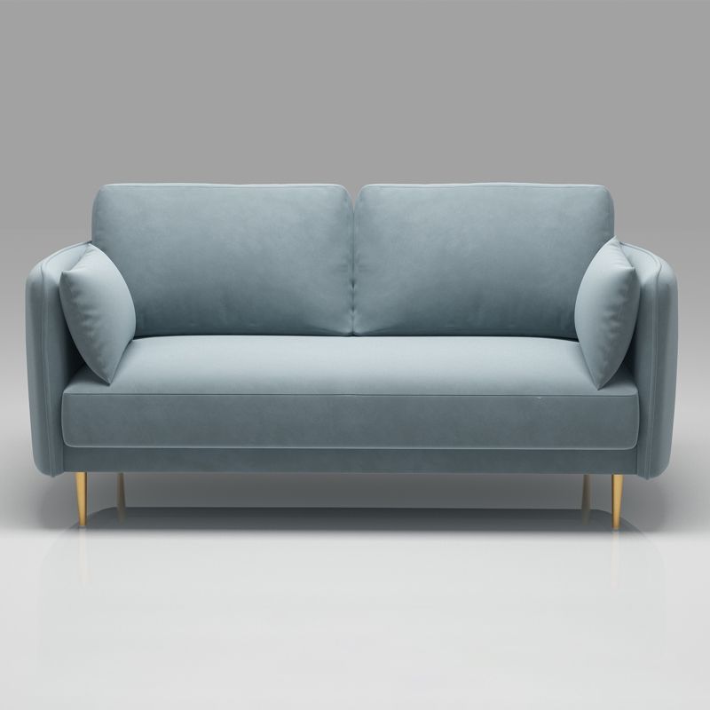 Square Arm Contemporary Settee Sofa Standard Velvet Settee Couch