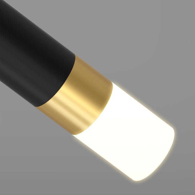 Moderno lampadario cilindro le luci isola dell'isola in metallo in nero e oro