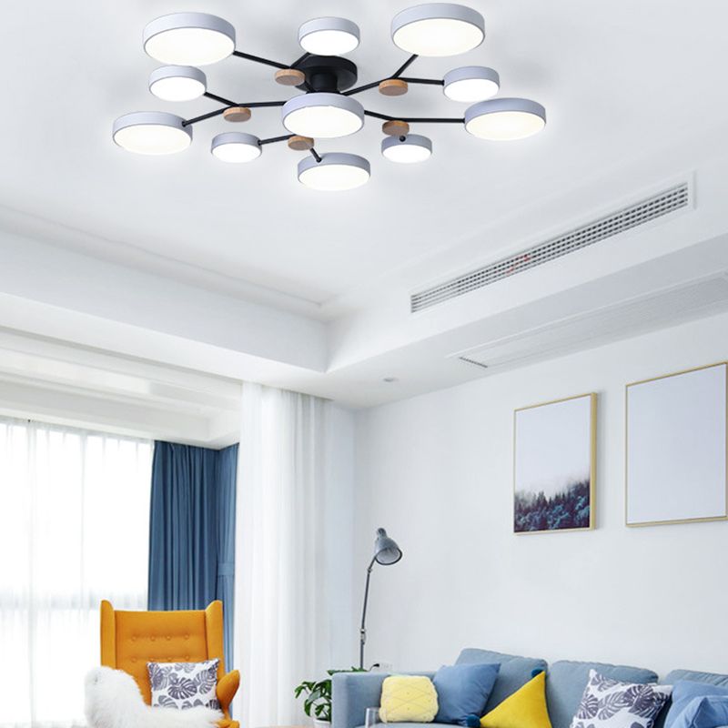 Multiple-Light Drum Flush Light Modern Metal Flush Mount Ceiling Light