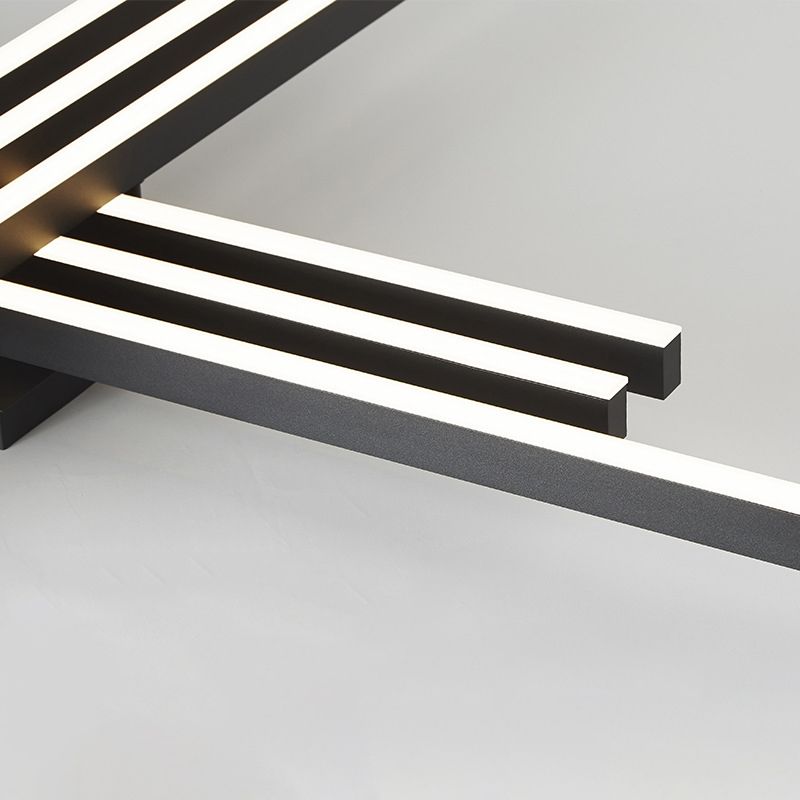 Montaje empotrado LED negro acrílico en luz de techo lineal de aluminio de estilo moderno para espacios interiores