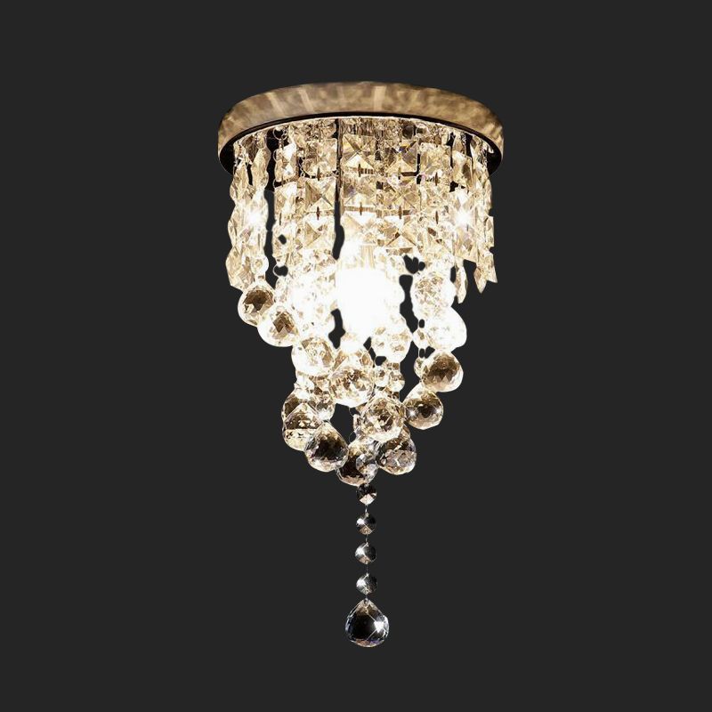 1-Light Flush Mount Light Befestigung Modernism Zylindrische Facettiert Crystal Final Close to Deckenleuchte