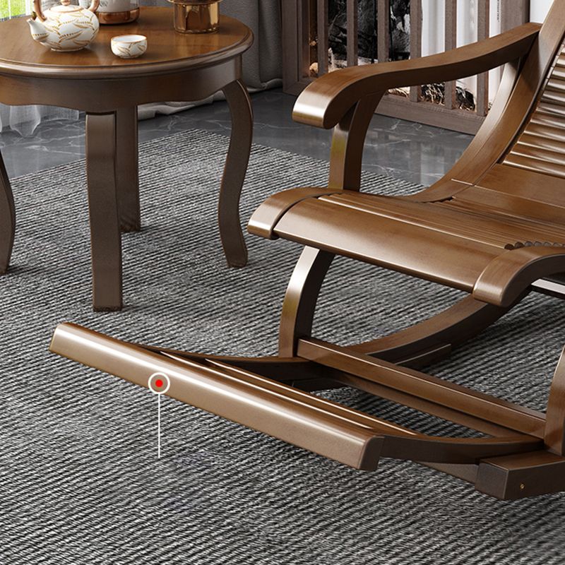 Modern Recliner Chair Solid Wood Indoor Rocking Chair in Brown