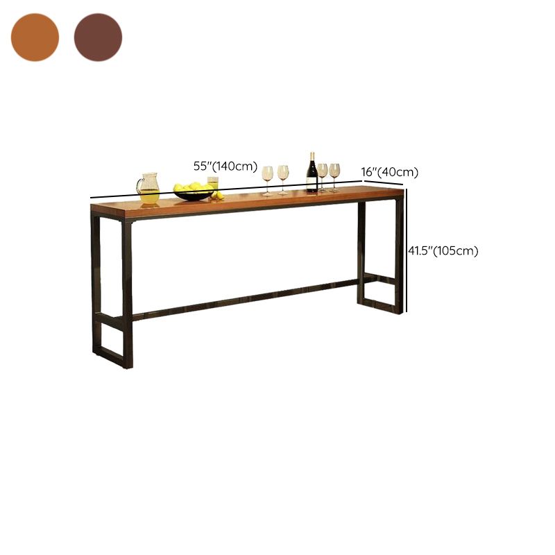 Industrial Bar Wine Table Solid Wood Top Bistro Table with Black Base