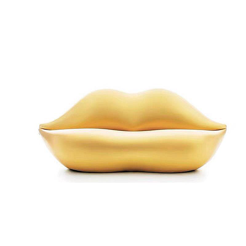 Modernism Statement Sofa Lip-Themed Stationary Sofa in Red/Gold