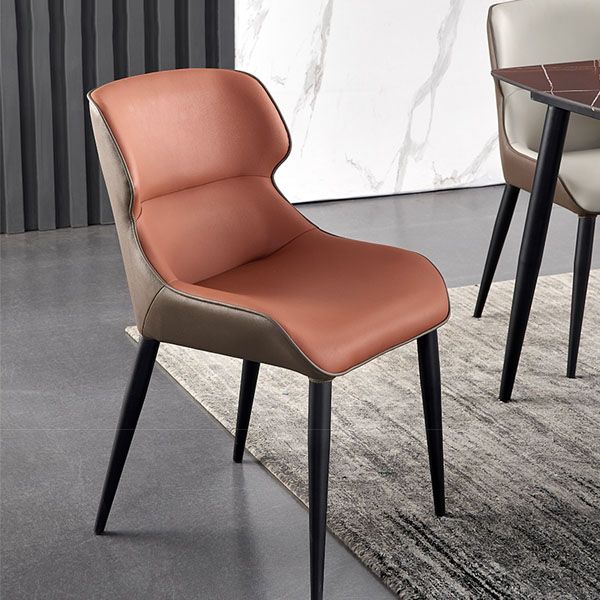 Silla de comedor de metal contemporánea con respaldo para uso doméstico (juego de 2)