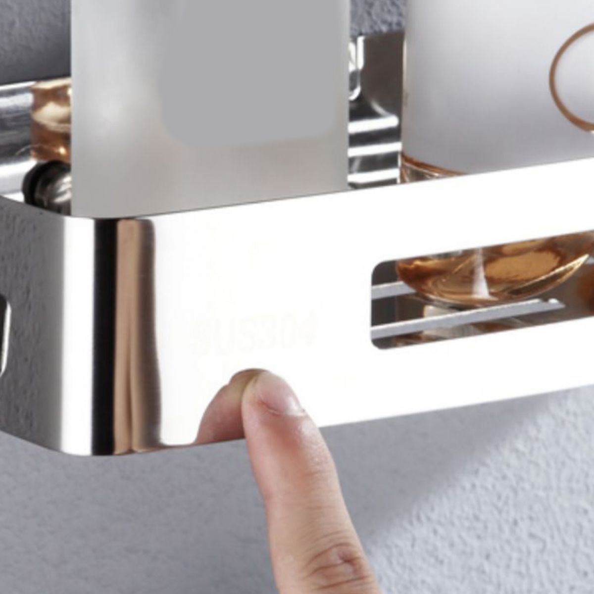 Modern Stainless Steel Bathroom Accessory Set Rectangular & Triangle Bath Shelf