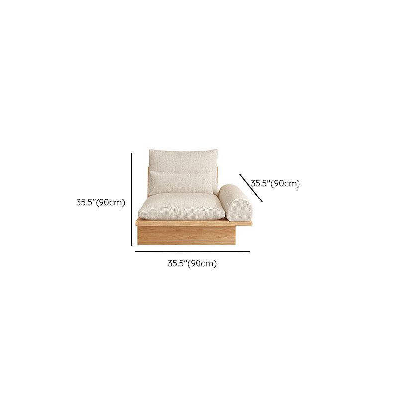 Contemporary Beige Sofa with Pillows Back and Drawers for Living Room