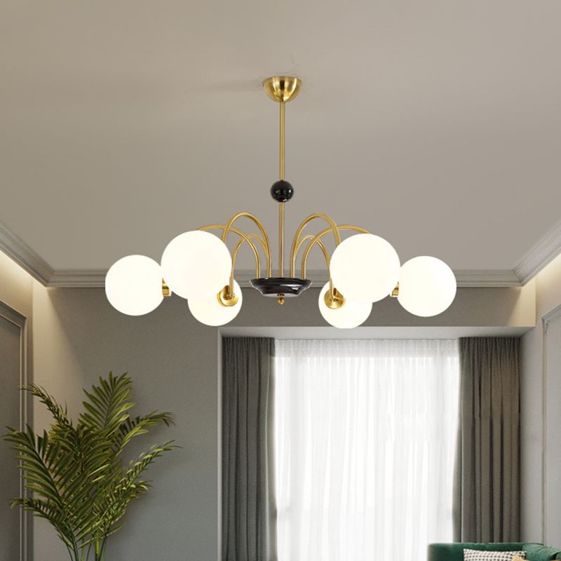 Glass Spherical Shape Chandelier Modern Style Multi Light Chandelier Light for Bedroom