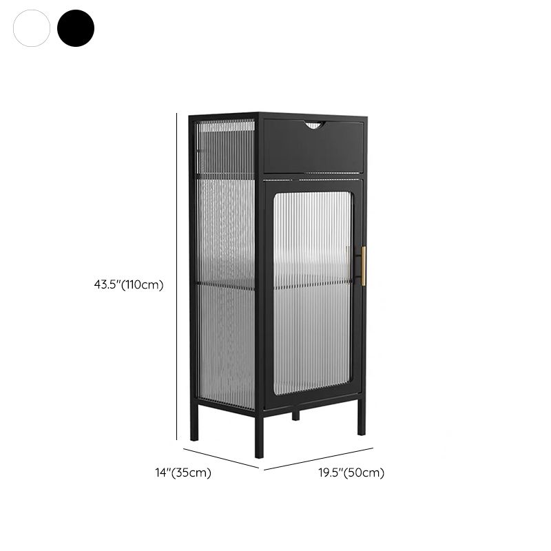 Contemporary Curio Cabinet Metal Glass Doors Display Stand with Drawers