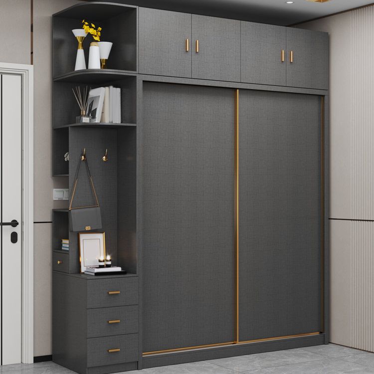 Bedroom Sliding Door Storage Cabinet Manufactured Wood Modern Cabinet
