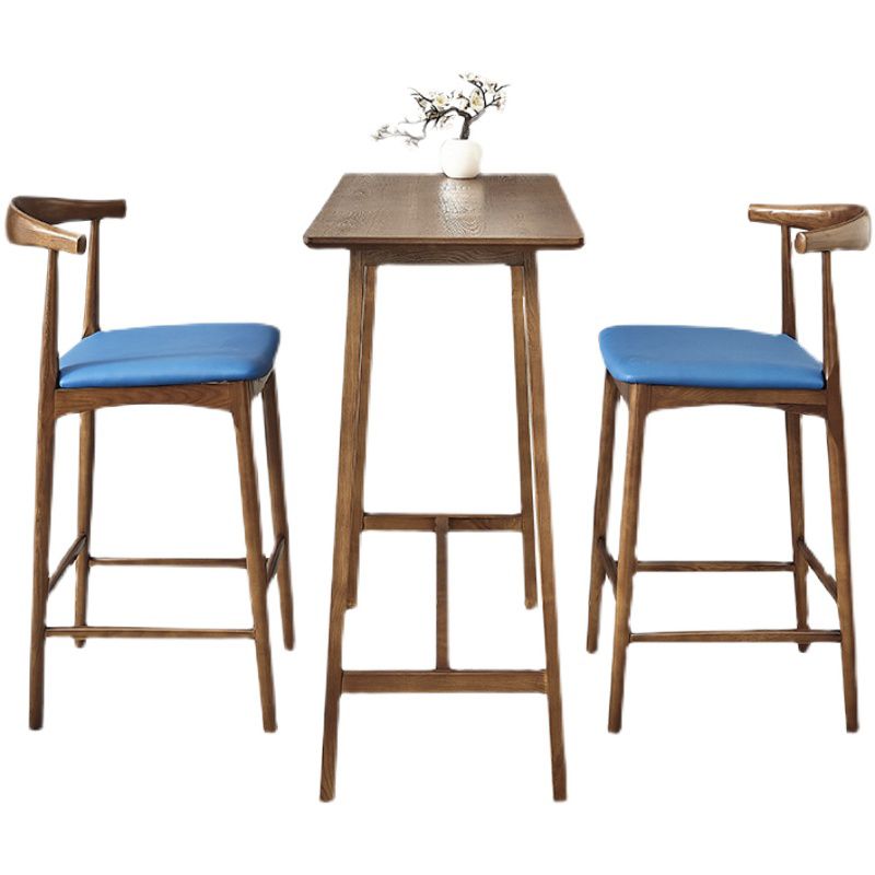 Modern Rectangle Ash Bar Table Set 1/2/3 Pieces Counter Table with Armless High Stools