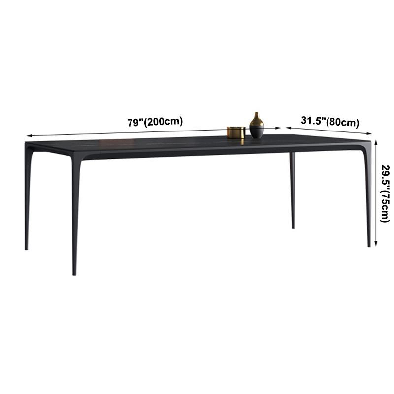 Sintered Stone Black Dining Table Modern Style 4 Legs Table for Dining Room