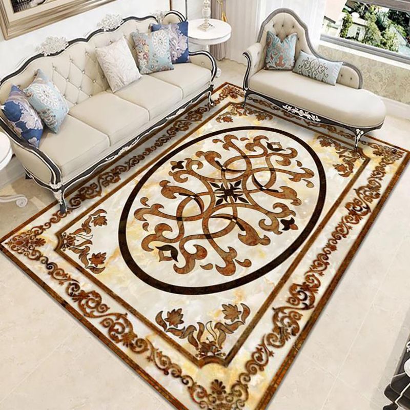 Gorgeous Marble Print Area Rug Funky European Style Rug Non-Slip Backing Carpet for Home Decoration