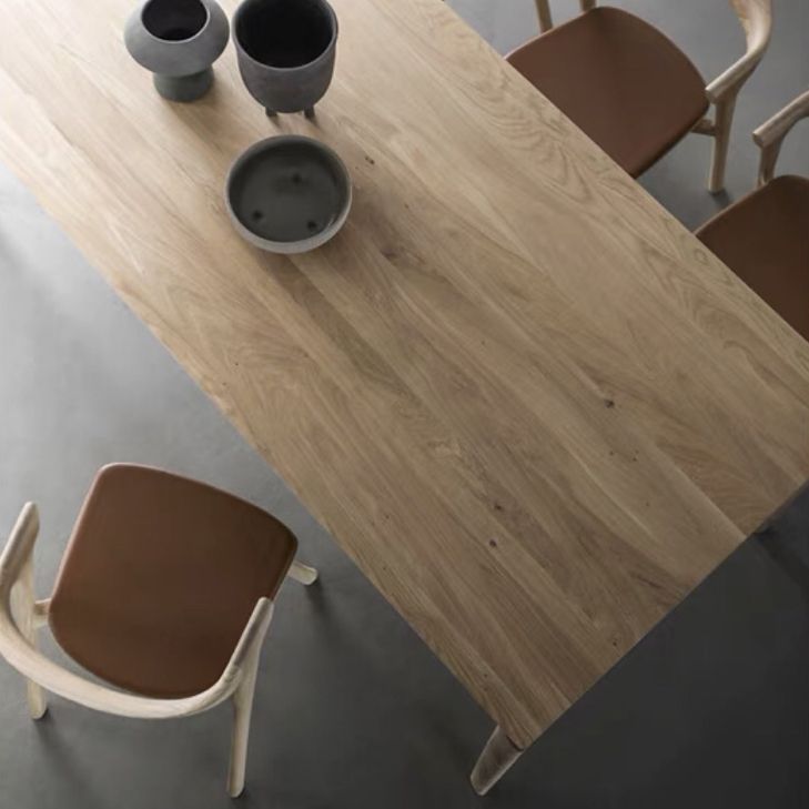 Rectangle Wood Color Dining Table Ashwood Solid Wood Table Modern with 4 Legs