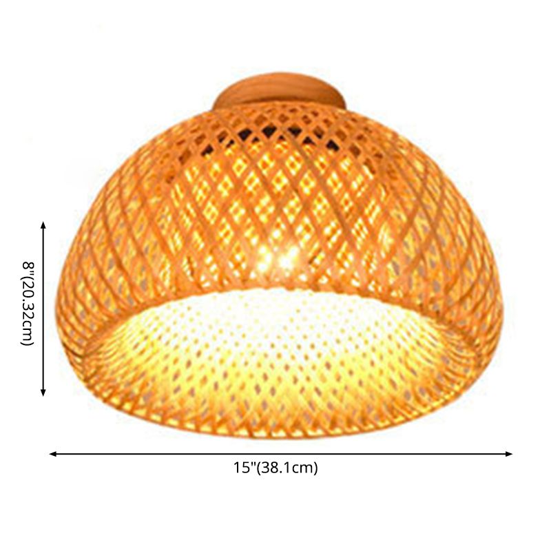 Bamboo Chinese Semi Flush Mount Ceiling Fixture 1 Light Semi Flush Mount Lighting for Hall And Foyer