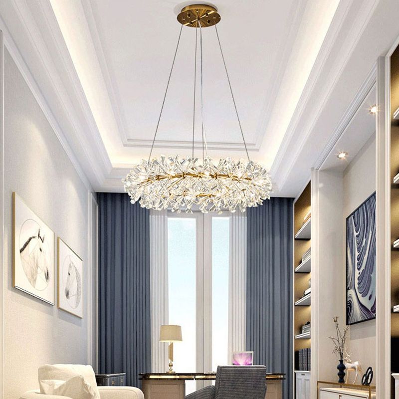 1 pendentif à cercle léger luminaire de pendentif en cristal moderne en or