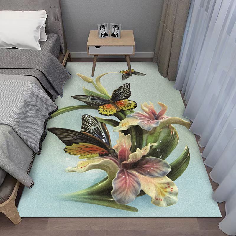 Contemporary Plant Rug Area Carpet Anti-Slip Washable Rug for Living Room