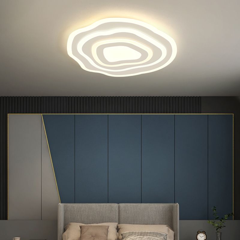Geometría blanca LED integrado instalado en la moderna y sencilla lámpara de techo de hierro lacado de pantalla de acrílico