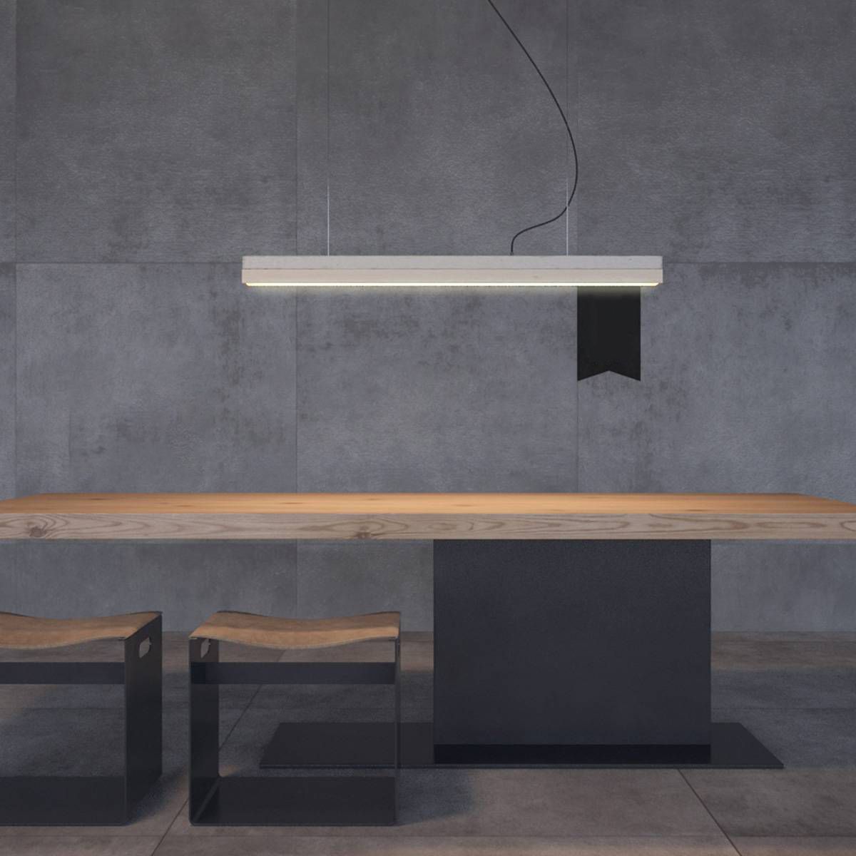 Solid Wood Rectangle Dining Table Modern Kitchen Wood Table with Metal Pedestal