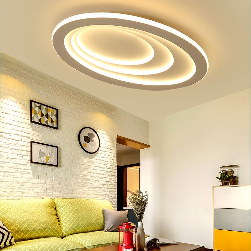 Lámpara LED de techo empotrada para dormitorio, accesorio de montaje empotrado blanco de estilo moderno con pantalla acrílica ovalada