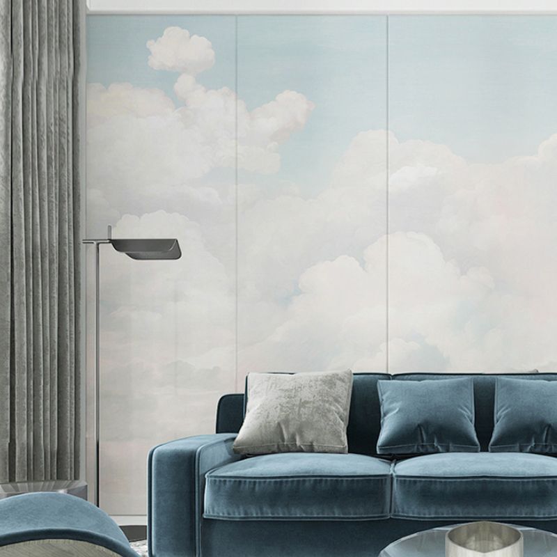 Decorative Cloudy Dust Murals Customized Natural Blue and White Wall Art for Coffee Shop and Restaurant