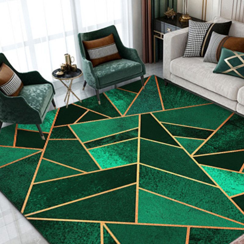 Atrovirens Modern Rug Polyester Pattern Rug Tear Resistant Rug for Drawing Room