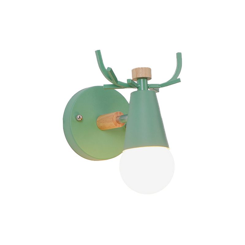 Metal Light a parete cono piccolo con corno di cervo cameretta per bambini ruotabile 1 leggero lampada da parete in stile nordico
