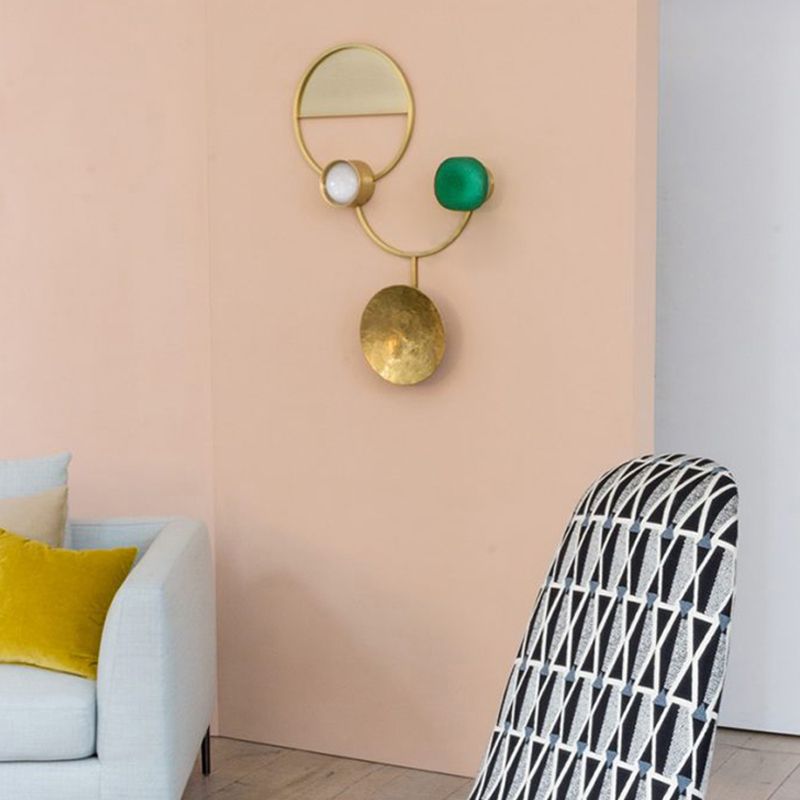 Minimalist Orbit Wall Sconce Lamp 10"/12.5"/17" Wide Metallic Wall Light Fixture in Brass, White Light