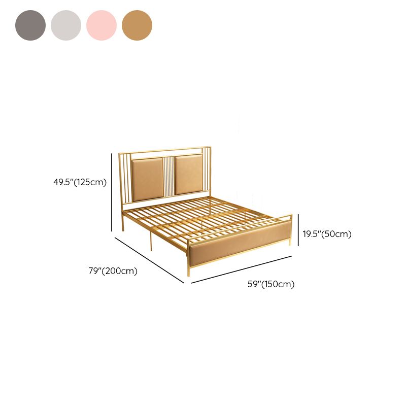 Glam Bed with Rectangle Open-Frame Headboard and Footboard in Iron