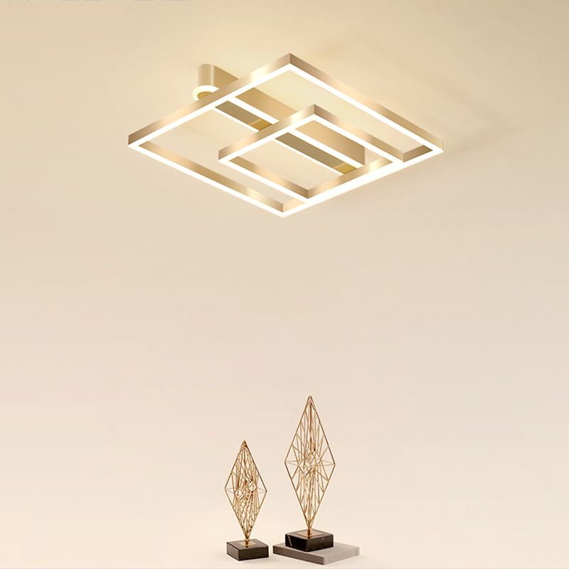 Quadratische Unterputz-Deckenleuchte, einfache Acryl-Gold-LED-Unterputzleuchte für Schlafzimmer