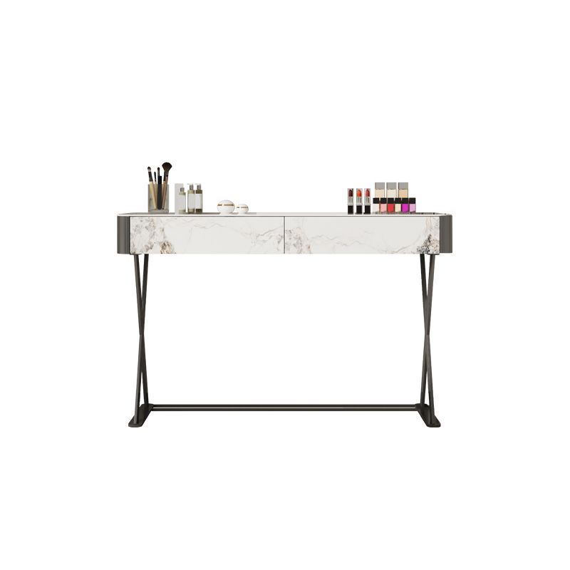 Luxurious Vanity Set 2 Storage Drawers with Padded Stool in White