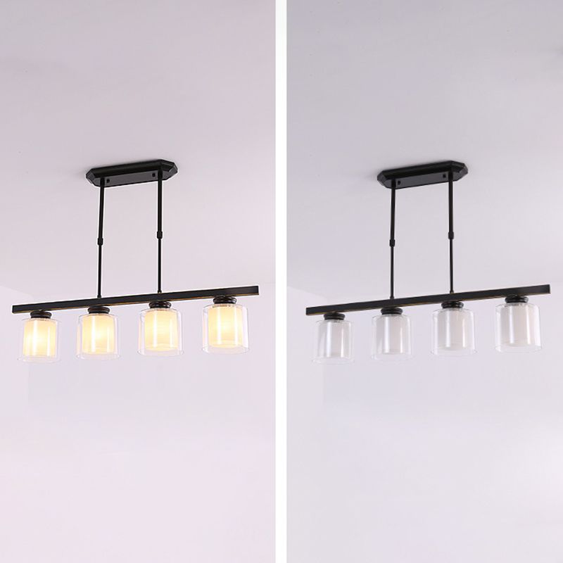 Cilíndrico de techo de la isla de vidrio lámparas de comedor industrial lámparas de la isla