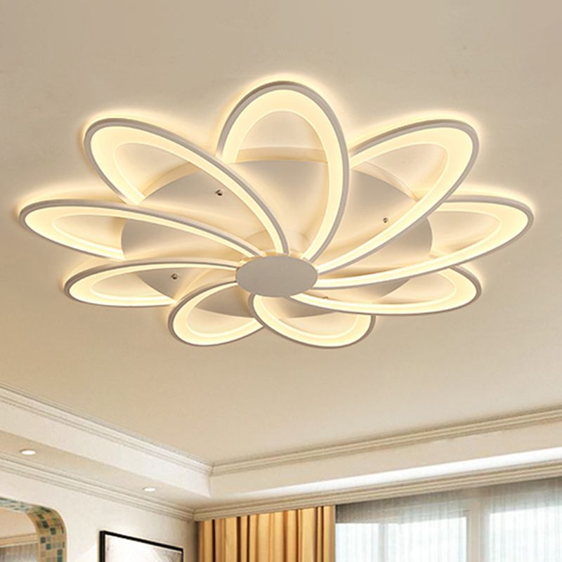 Contemporary Flower Flushmount Lighting Acrylic 6/7/8-Light Bedroom Ceiling Flush Mount in Warm/White Light