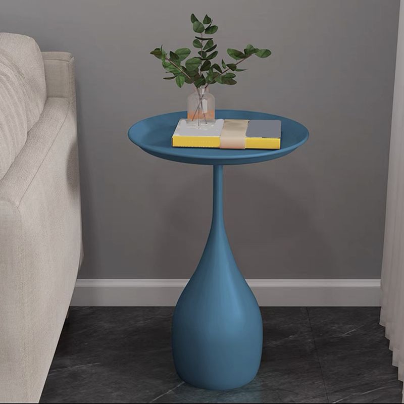 Modern Style Metal Base Slab & Metal Table Top Round Side Table