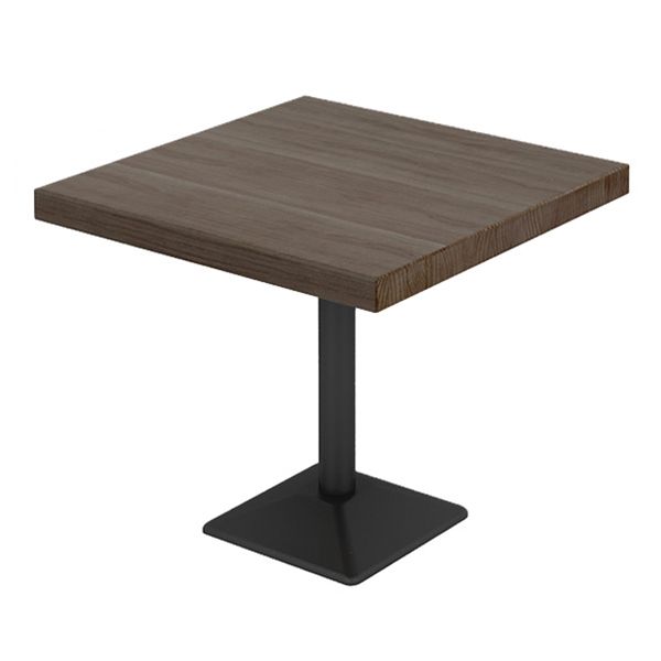 Mesa de comedor industrial Mesa de madera maciza de pino con base negra para comedor